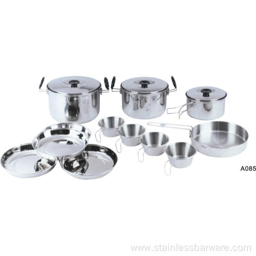 4 Person Stainless Steel Hiking Camp Pot Set